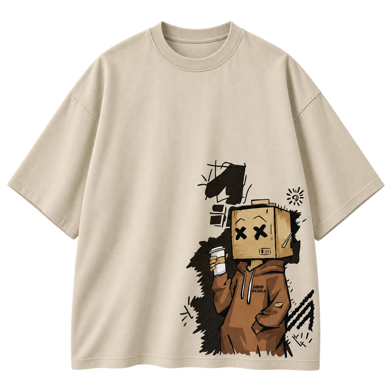 Paper Day Tee, Warm Cream, front mockup