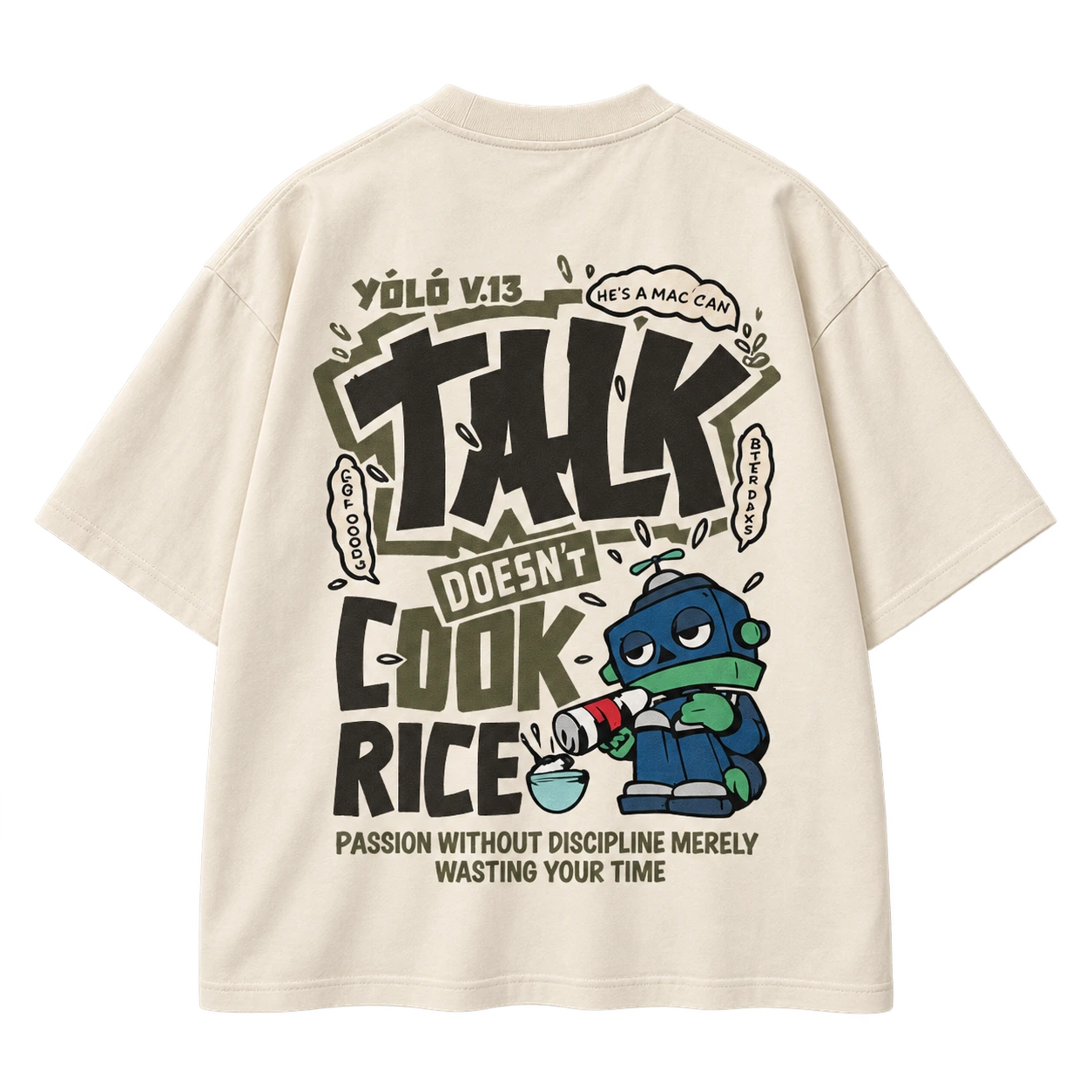 Cream Talk Less Tee, full back graphic